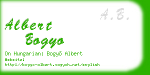 albert bogyo business card