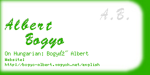 albert bogyo business card